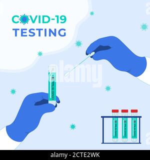 COVID-19-Tests. Röhrchen mit Speichelprobe. Coronavirus-Test. Stock Vektor