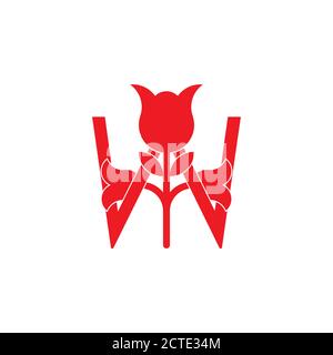 Letter w Blume überlappt Design Logo Vektor Stock Vektor