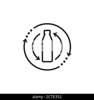 Flasche Kreis dünne Linie Pfeile schütteln Symbol Vektor Stock Vektor