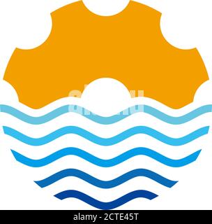 Zahnradmaschine Symbol, Ozean Gradienten Design Logo Vektor Stock Vektor