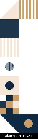 Vektor Pixel Art offene runde Klammern. Buntes Symbol besteht aus Modulen aus Streifen, Quadraten und Punkten auf weißem Hintergrund. Geometrisches Alphabet für Pos. Stock Vektor