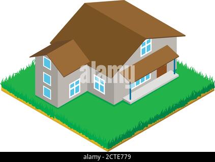 Cottage-Symbol, isometrischer Stil Stock Vektor
