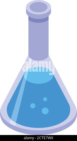 Qualitätssicherung chemischer Kolben Symbol, isometrischer Stil Stock Vektor