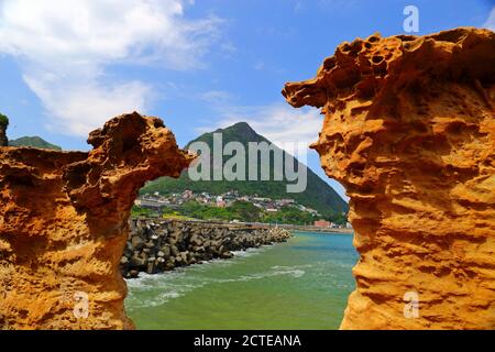 Küstenfelsen in Northeast Coast National Scenic Area, Taipei, Taiwan. Stockfoto