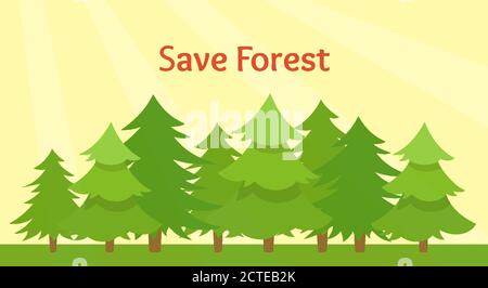 Waldlandschaft, grüne Silhouetten von Nadelbäumen. Sommer Landschaft Hintergrund. Handgezeichnete strukturierte Karte mit Kiefernwald. Vektorgrafik Stock Vektor