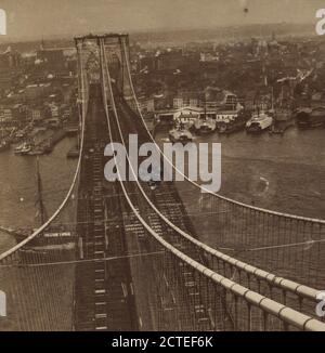 New York, vom Pier der Hängebrücke., New York (Staat), New York (N.Y.), New York, Brooklyn Bridge (New York, N.Y.), East River (N.Y.) Stockfoto