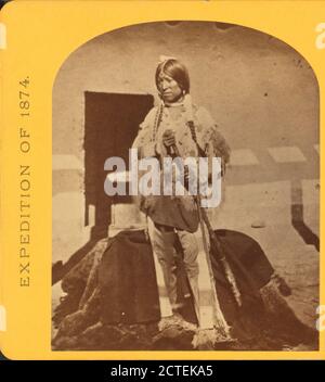 Shee-zah-nan-tan, Jicarilla Apache tapfer in charakteristischer Tracht, Nord-New Mexico., Geographische Übersichten westlich des 100. Meridians (USA), O’Sullivan, Timothy H. (1840-1882), 1874, USA Stockfoto