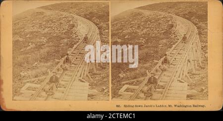 Die Jakobsleiter hinunter gleiten, Mt. Washington Railway., Kilburn Brothers, New Hampshire, Washington, Mount (N.H Stockfoto