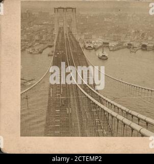 New York, vom Pier der Hängebrücke., New York (Staat), New York (N.Y.), New York, Brooklyn Bridge (New York, N.Y.), East River (N.Y.) Stockfoto