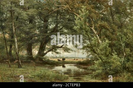 Borselen Jan Willem Van - Doorkijkje in Het Bos - Niederländische Schule - 19. Jahrhundert Stockfoto