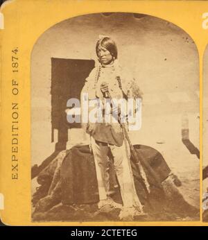 Shee-zah-nan-tan, Jicarilla Apache tapfer in charakteristischer Tracht, Nord-New Mexico., Geographische Übersichten westlich des 100. Meridians (USA), O’Sullivan, Timothy H. (1840-1882), 1874, USA Stockfoto