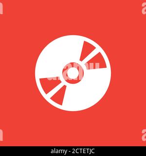 DVD- oder CD-Symbol auf rotem Hintergrund. Rote Flache Vektorgrafik. Stock Vektor
