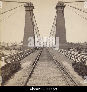 Hängebrücke, Shewing Towers, Soule, John P. (1827-1904), New York (Bundesstaat), Niagara Falls (N.Y. und ONT Stockfoto