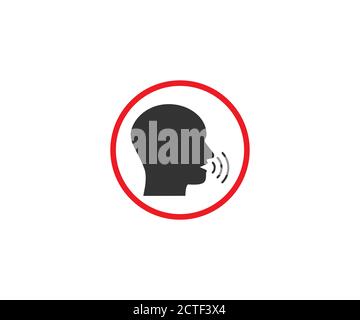 Symbol „kein Sprechen, Ruhe, Stille“. Vektor-Illustration, flaches Design. Stock Vektor