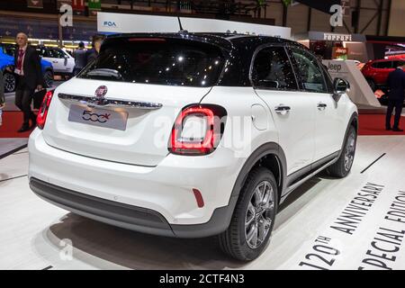 Fiat 500X auf dem 89. Genfer Automobilsalon. Genf, Schweiz - 5. März 2019. Stockfoto