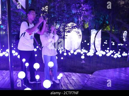 Das Beijing International Light Festival 2020 ist ein gemeinsam lebendes Licht im Freien Immersive Experience Ausstellung eröffnet am Donnerstag in Peking Yuyuantan Pa Stockfoto