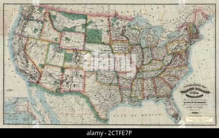 Topographische Karte, Vereinigte Staaten und Territorien, Kartographie, Karten, 1876, Dripps, M. (Matthew), Ed. W. Welcke & Bro Stockfoto
