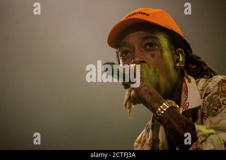 Roskilde, Dänemark. Juni 2016. Der amerikanische Rapper Wiz Khalifa spielt ein Live-Konzert während des dänischen Musikfestivals Roskilde Festival 2016. (Foto: Gonzales Photo - Lasse Lagoni). Stockfoto