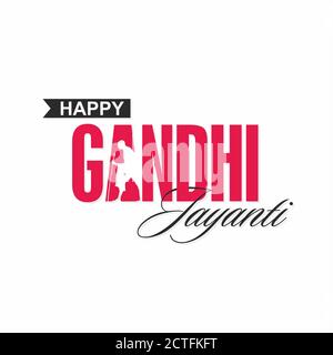 Happy Gandhi Jayanti Banner - Mahatma Gandhi Illustration Stockfoto