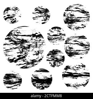 Grunge runde Design-Elemente. Schwarze Abdunsen an einer weißen Wand. Stock Vektor