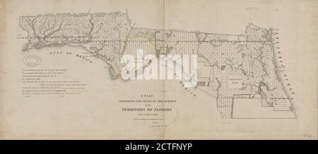 Eine Plate, die den Zustand der Erhebungen im Gebiet von Florida zeigt, kartografisch, Karten, 1840, Butler, Robert, 1786-1860, Stone, William James, 1798-1865 Stockfoto