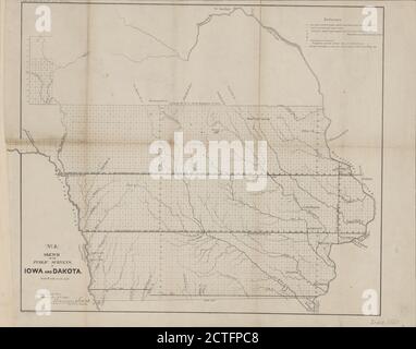 Skizze der öffentlichen Erhebungen in Iowa und Dakota, kartografisch, Maps, 1860, USA. Surveyor General of Wisconsin and Iowa, Bien, Julius, 1826-1909, Lewis, Warner, 1805-1888 Stockfoto