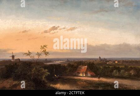 Morel Jan Evert - Panoramisch Landsschap - Niederländische Schule - 19. Jahrhundert Stockfoto