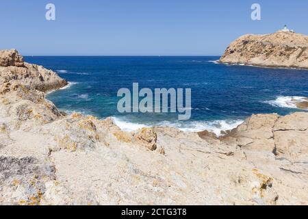 Blick auf die Ile Rousse in Korsika, Frankreich Stockfoto