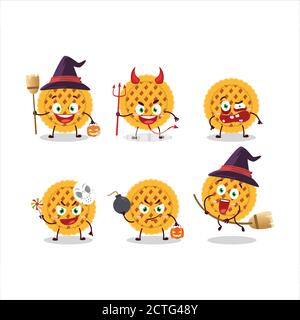 Halloween Ausdruck Emoticons mit Cartoon-Charakter von Kürbiskuchen Stock Vektor
