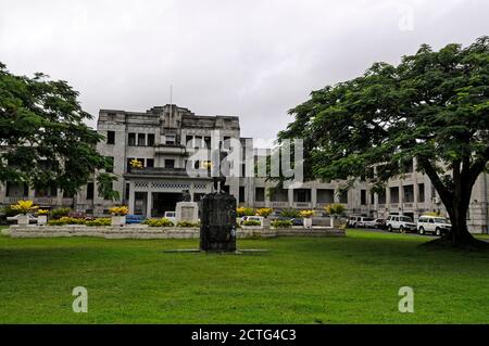 Der Gerichtshof, der Oberste Gerichtshof, der Oberste Gerichtshof im alten ehemaligen Regierungsgebäude in Suva auf Viti Levu, Fidschi Stockfoto