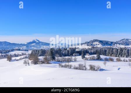 Winterliche Natur im bayerischen Allgäu Stockfoto