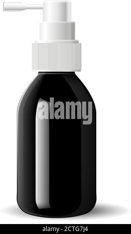 Behälter für den Deckel des Sprühfluters. Schwarzes Glas feuchtigkeitsspendenden Spray kosmetische Flasche Mock up. Vektorgrafik. Leere Vorlage für Ihr Design. ICH Stock Vektor
