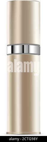 Intensives Antiaging essentielle Serum kosmetische Flasche Mockup. Goldenes Glas für Deodorant, Serum, Essenz, Parfüm. Designvorlage für Vektorgrafiken. Stock Vektor