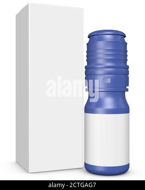 Realistische 3D Gleitmittel Augentropfen Flasche Mock Up Template auf Weißer Hintergrund.3D-Rendering,3D-Illustration.Kopierbereich Stockfoto