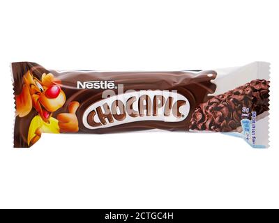 BUKAREST, RUMÄNIEN - 14. APRIL 2015. Nestle Chocapic Müsliriegel Stockfoto