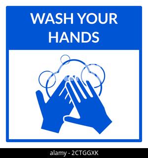 Waschen Sie Ihre Hände Quadratisches Warnschild. Vektorbild. Stock Vektor