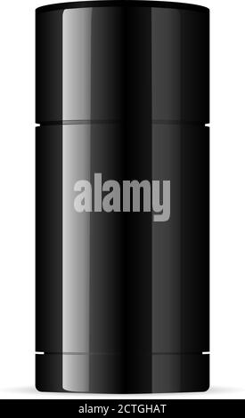 Glänzend schwarz Deodorant Antitranspirant Verpackung Mockup für Männer. Container, isoliert auf weißem Hintergrund. HQ EPS-Vektor. Stock Vektor