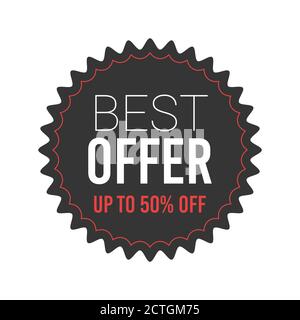 Bestes Angebot schwarz rund Starburst Aufkleber für schwarzen freitag und Cyber montag Rabatt Werbekampagne. Stock Vektor
