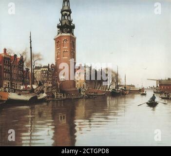 Witsen Willem - Montelbaanstoren Aan De Oude Schans Bij Winter - Holländische Schule - 19. Jahrhundert Stockfoto