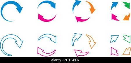 Satz von farbigen Kreispfeilen. Vektorsymbole. Grafik für Website. Stock Vektor
