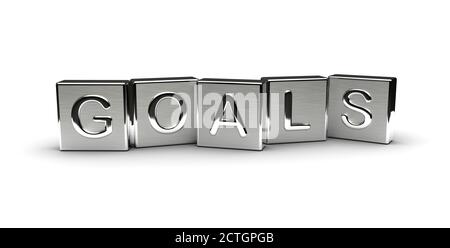 Metal Goals Text Stockfoto