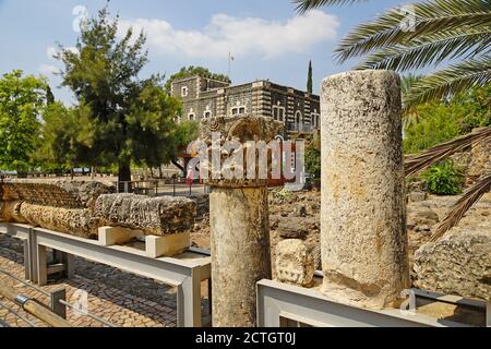 Israel, See von Galiläa, die Ruinen des Fischerdorfes von Kapernaum Stockfoto