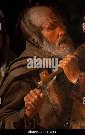 Georges du Mesnil de La Tour 1593-1652. Die Schlägerei der Musiker. Um 1625-1630. Öl auf Leinwand cm 85,7 x 141. Detail. Stockfoto
