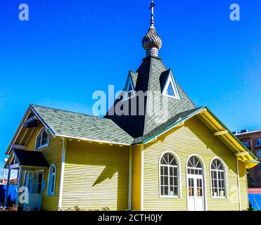 Russische orthodoxe Holzkirche, St.Petersburg Stockfoto