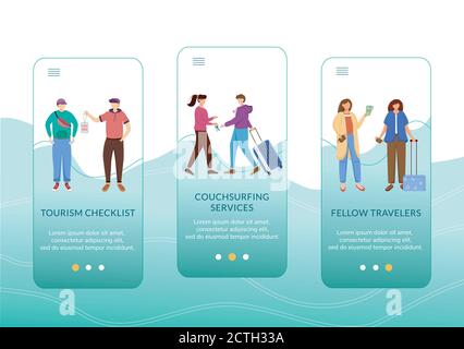 Budget Tourismus Onboarding mobile App Bildschirm Vektor-Vorlage Stock Vektor