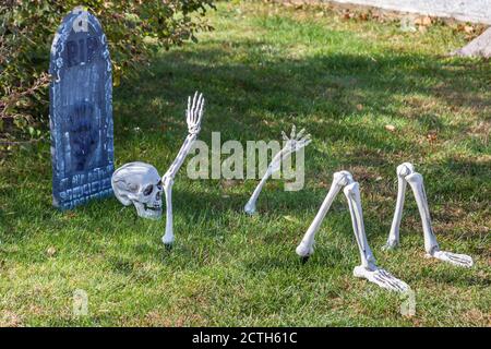 Halloween Dekorationen auf Campingplätzen im Prophetstown State Park lebendige Geschichte museum Schlachtfeld Indiana Stockfoto