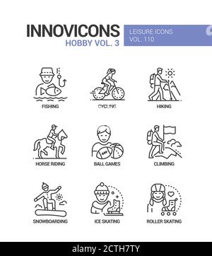 Hobby und Aktivitäten - Line Design style Icons einstellen Stock Vektor