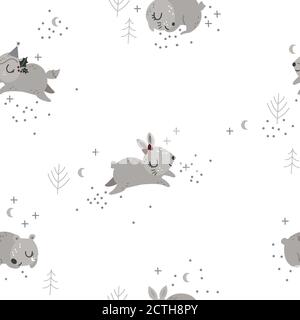 Weihnachtliche Nahtloses Muster mit Tieren Stock Vektor