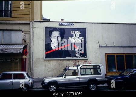 AIDS stoppt bei mir, AIDS-Sensibilisierungskampagne, Lyon, Frankreich, um 1987-88 Stockfoto