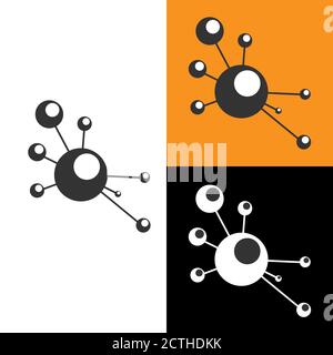 Logo eines Atoms oder von Molekülen. Einfache Vektordarstellung für ein Symbol, Logo oder Logo. Flacher Stil isoliert auf weißem Hintergrund Stock Vektor